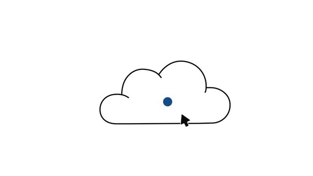 Cloud Upload, Document Icon, File Storage, Cursor Motion, Digital Data Transfer, Cloud Computing Animation