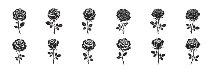 Rose Flowers Vector Bundle – Monochrome Style