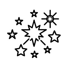Spark and star icons in black outline style.
