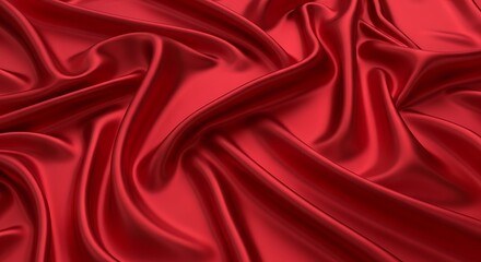 Fototapeta premium Flowing red satin; a soft, luxurious texture with soft lighting. An ideal backdrop for product displays, wedding invitations, or elegant branding 