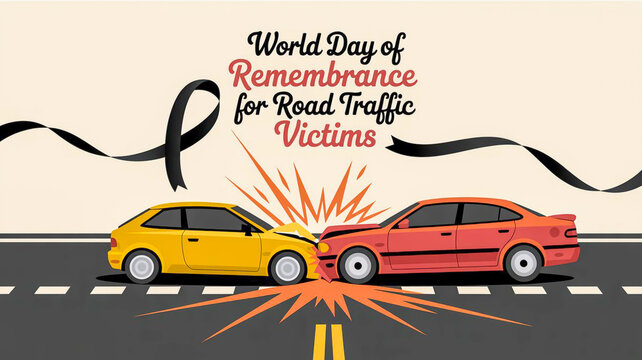 World day of remembrance for road traffic victims promoting safety awareness and preventing accidents - Powered by Adobe