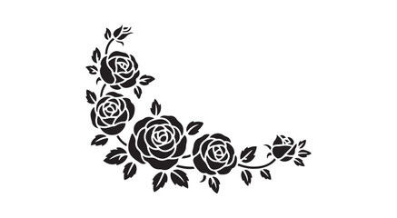 Elegant Rose Flower Corner Ornament Vector
