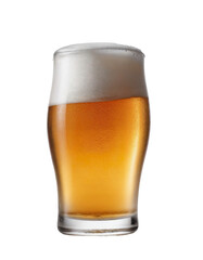pint glass of beer with cap of foam on a transparent background