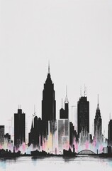 Fototapeta premium Silhouette of city´s in panorama scenery