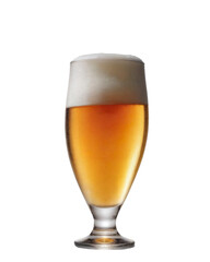 pint glass of beer with cap of foam on a transparent background