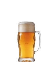 pint glass of beer with cap of foam on a transparent background