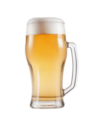pint glass of beer with cap of foam on a transparent background