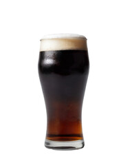 pint glass of beer with cap of foam on a transparent background
