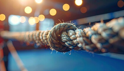 Thick Rope in a Gym with Blurred Background.