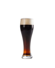 pint glass of beer with cap of foam on a transparent background