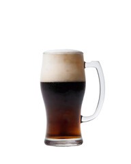 pint glass of beer with cap of foam on a transparent background