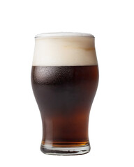 pint glass of beer with cap of foam on a transparent background