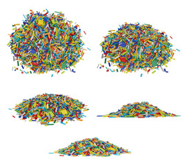 Constructor set (Lego like) pile isolated transparent background 3d rendering PNG © Zahaoha