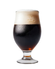 pint glass of beer with cap of foam on a transparent background