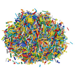 Constructor set (Lego like) pile isolated transparent background 3d rendering PNG © Zahaoha