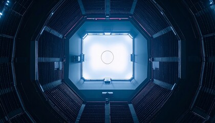 Futuristic Tunnel with Glowing Light at the End.