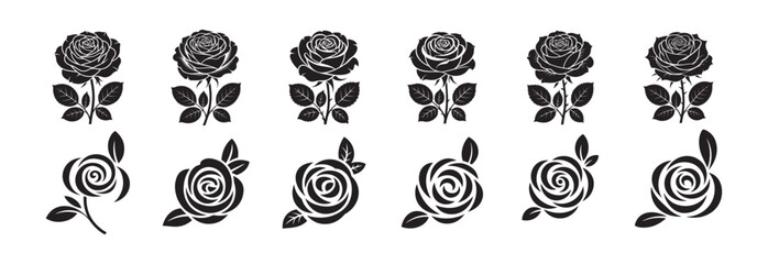 Rose Flower Silhouette Collection for Graphic Design