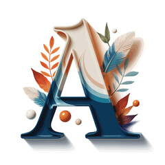 Elegant letter A design with floral accents for invitations or personalized stationery needs