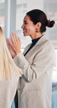Business, woman or applause in meeting for counseling success, company wellness and support. Mature person, happy people and clap in office with team celebration, EAP workshop or therapy achievement.