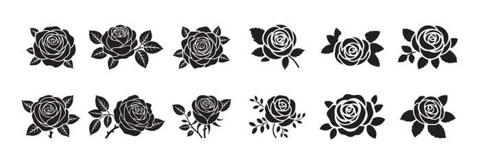 Black Roses Clipart for Tattoo or Logo Design