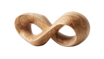 A meticulously crafted wooden sculpture, depicting an infinity symbol with intricate grain patterns