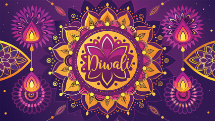 Festive Diwali wishes displayed on a vibrant card, celebrating joy and togetherness among friends and family..eps