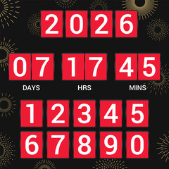 2026 Happy new year countdown. New Year Countdown Background. Happy new year 2026 vector illustration with counter. Countdown Timer Happy New Year
