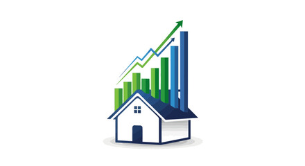 House Growth Chart Real Estate Market Increase, Investment Success and Property Value Rising