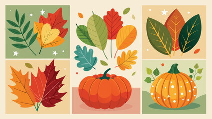 Festive Thanksgiving banner template adorned with seasonal elements like leaves and pumpkins, perfect for holiday celebrations..eps
