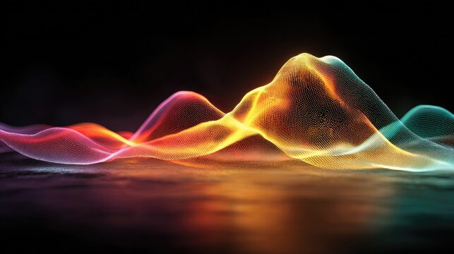 Stunning flowing data visualization with vibrant colors creates a modern, dynamic feel perfect for science, technology, or innovative business concepts and presentations