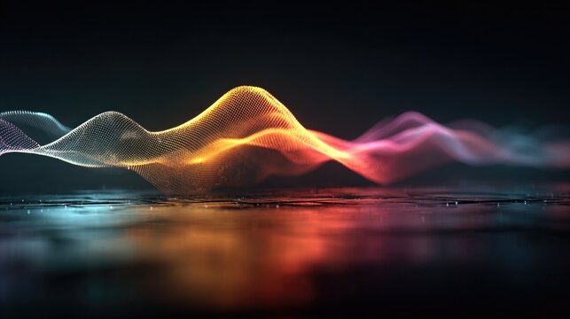 Dynamic vibrant glowing wave pattern perfect for modern technology backdrop, energetic futuristic design element for digital innovation and cutting edge science presentations