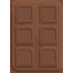 Rectangular dark chocolate bar with six segmented squares isolated on a transparent white background casting subtle shadows a simple delicious treat perfect for baking or confectionery