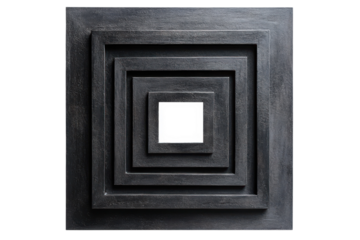 Abstract square frames in diminishing perspective create a tunnel effect with a white center on transparent background