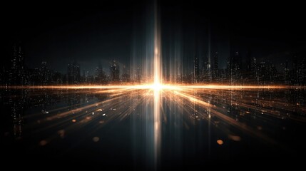 Experience the future with this stunning cityscape radiating golden light, perfect for illustrating innovation, technology, and urban development in your next creative project