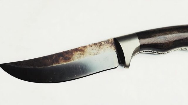 A sharp knife placed on a table, perfect for kitchen or office use