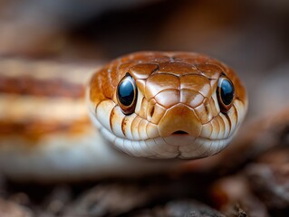 Obraz premium A close up of a snake's head with blue eyes