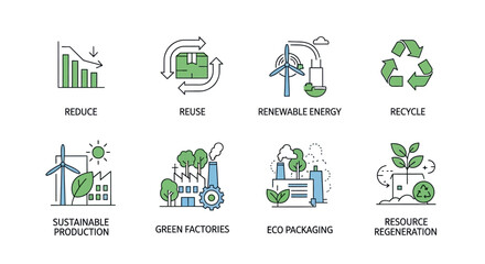 Fototapeta premium Circular Economy and Sustainability Icons Vector Set