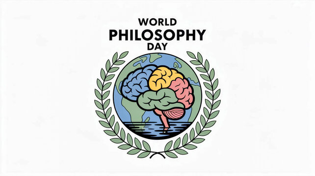 Celebrate world philosophy day with a colorful brain graphic symbolizing thought and knowledge