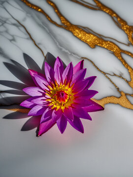 Vibrant Purple Water Lily Flower in Full Bloom &ndash; Close-Up Botanical Photography for Nature, Background, and Aesthetic Design