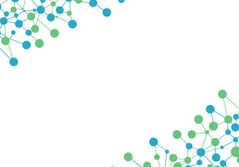 Abstract Network of Blue and Green Connected Spheres.