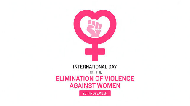 International day for the elimination of violence against women 2021 pink heart symbol against abuse