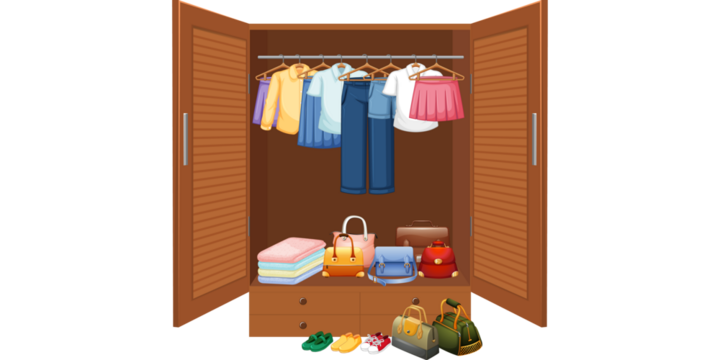 open wooden closet, hanging clothes storage, home wardrobe interior, organized clothing display, modern closet space, tidy fashion arrangement, clothing and accessories, home dressing area, stylish wa