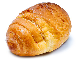 Salt bread isolate on white background with clipping path. Freshly baked Japanese-style delicious bakery concept on white background.