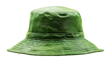 Isolated emerald green bucket hat on a transparent background, ready for product integration