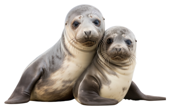 PNG Seals hugging animal mammal nature.