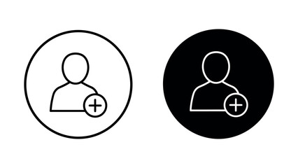 User Add Icon Set Outline and Solid person profile