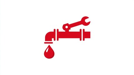 Reliable plumbing service symbol with wrench and dripping water drop, representing efficient repair and maintenance solutions for homes and businesses.