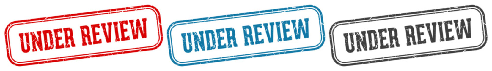 under review stamp. under review rectangular stamp set isolated on white background