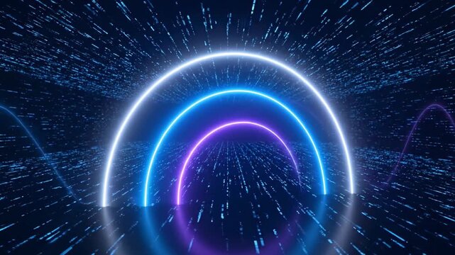 Glowing, colorful sine waves overlayed on a dark, dotted background, suggestive of data flow - Powered by Adobe