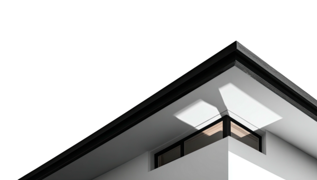 Angular architectural detail, sharp angles, shadowed wall, clean design, minimal, modern aesthetic